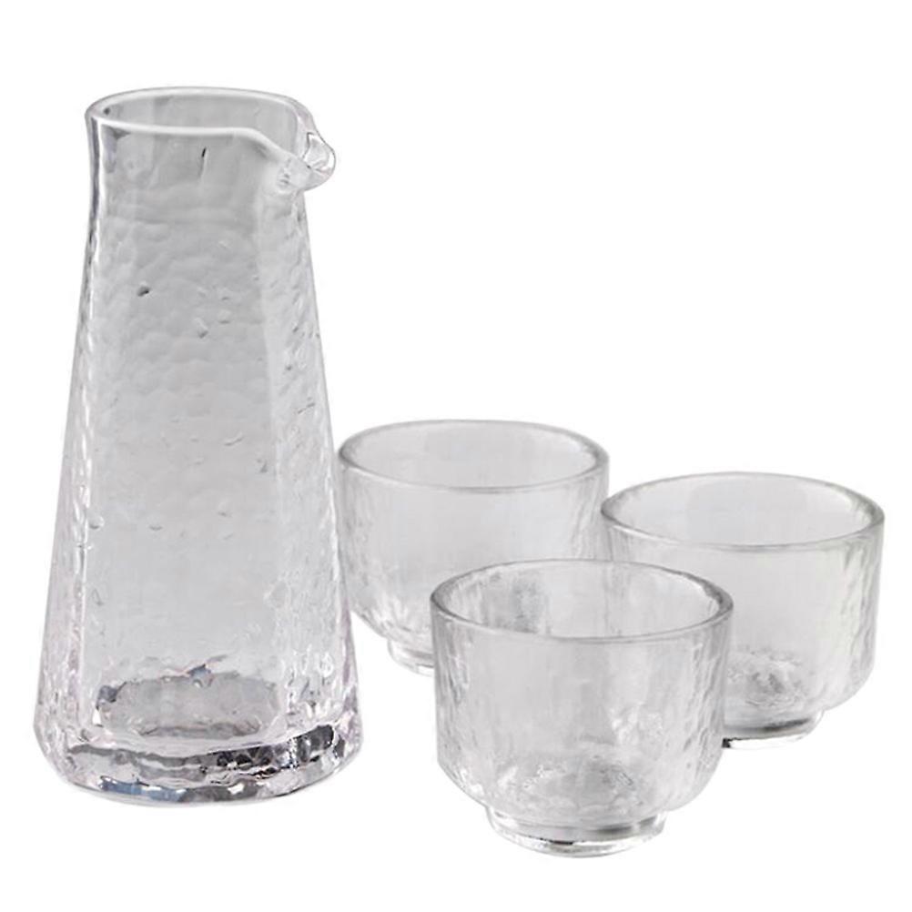 1Set Glass Sake Pot Set for Home Use with Japanese Style Cups