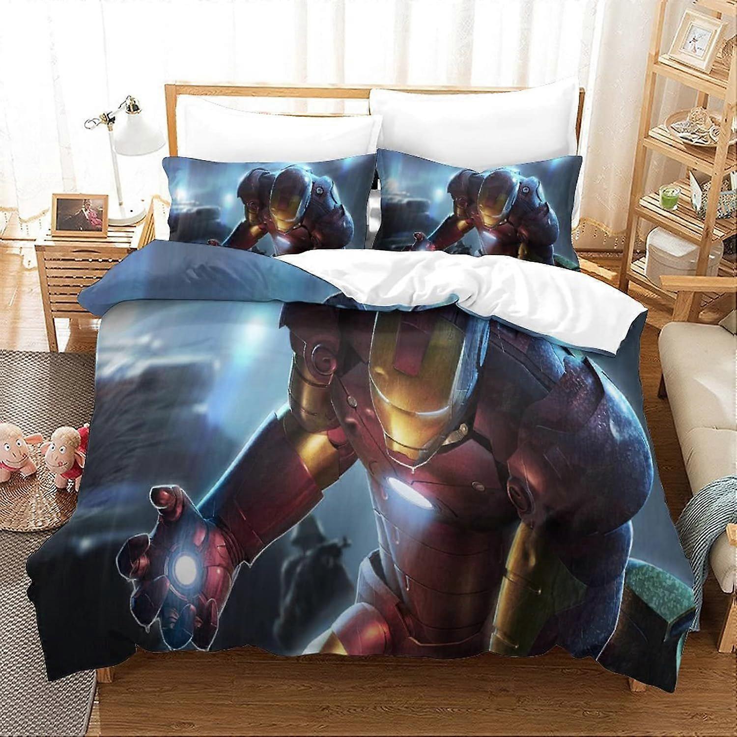xzz636 Iron Man Duvet Cover Set Bedding Set Duvet Cover Movie Poster King 140X200CM