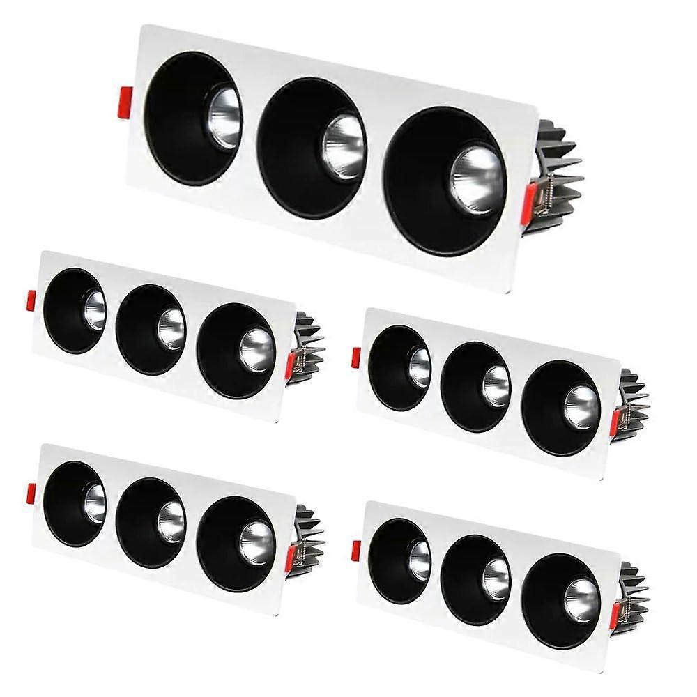 3 Head LED Recessed Light Baffle Trim With CRI 93, 3T Selectable 3000K/4000K/6000K Retrofit Spotlight, 21W-45W, Set of 5