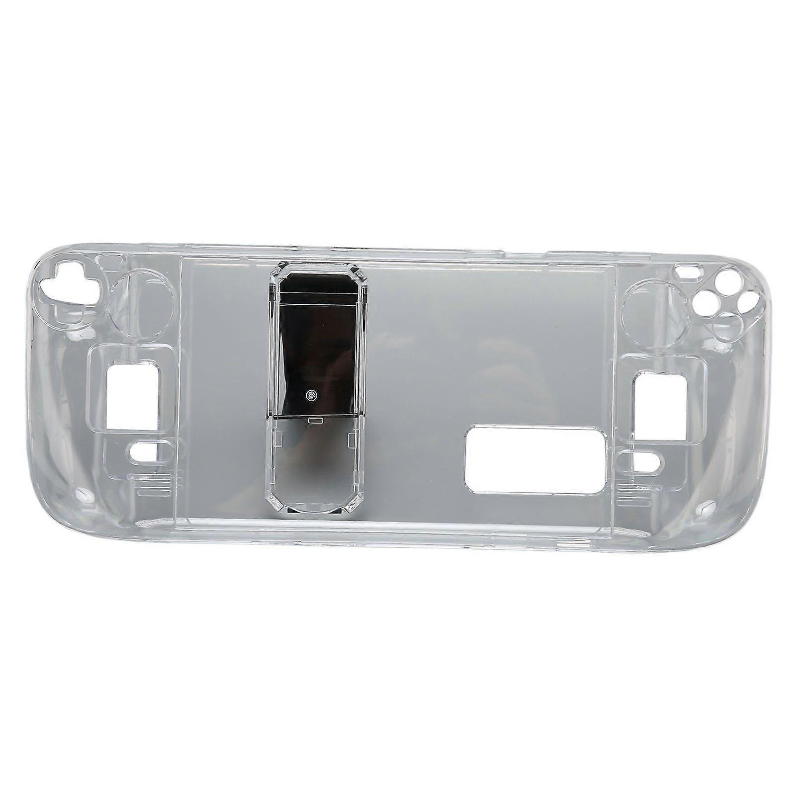 Clear Kickstand Case for Steam Deck Transparent Shock Absorption Prevent Slip Hard PC Protective Case with Stand