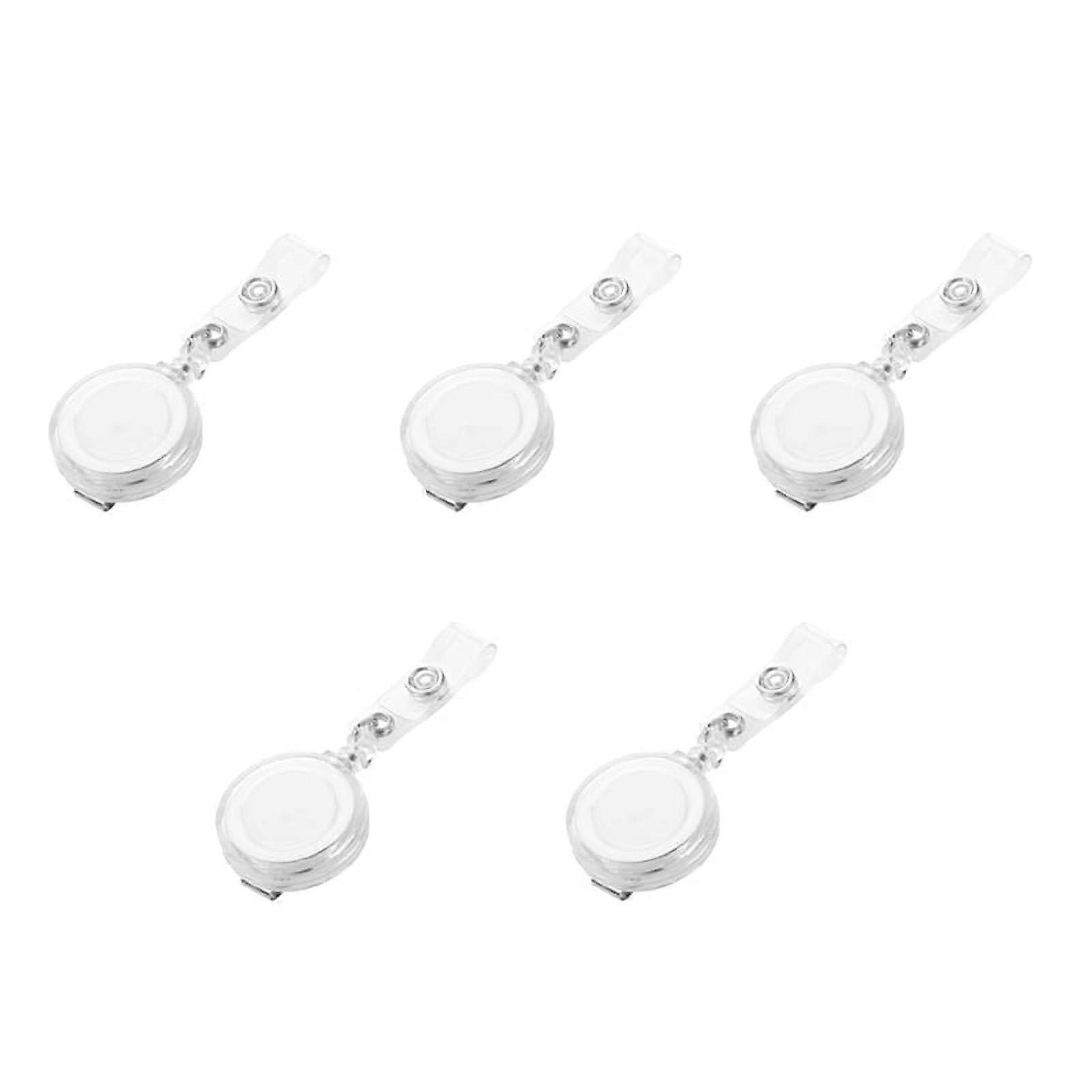 5X Retractable Pass ID Card Badge Holder Key Chain Reels with Clip White
