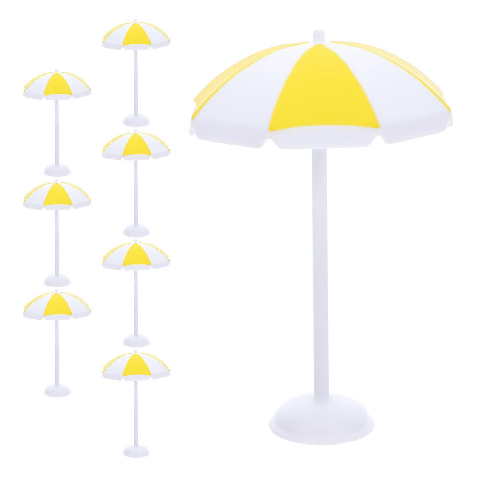Tiny Umbrella for Decor Dollhouse Beach Umbrella for 24Pcs Yellow Plastic