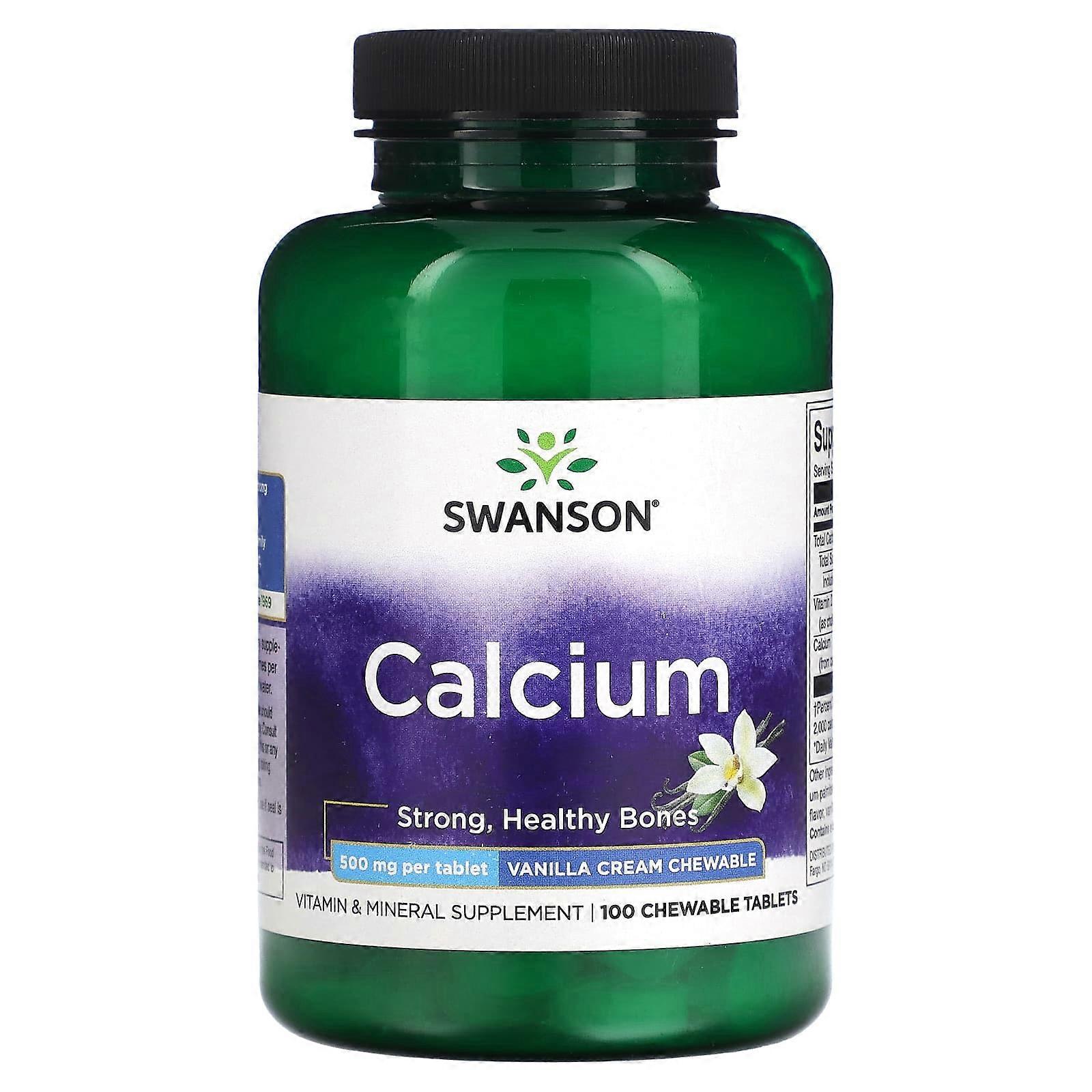 Calcium, Vanilla Cream, 500 mg, 100 Chewable Tablets