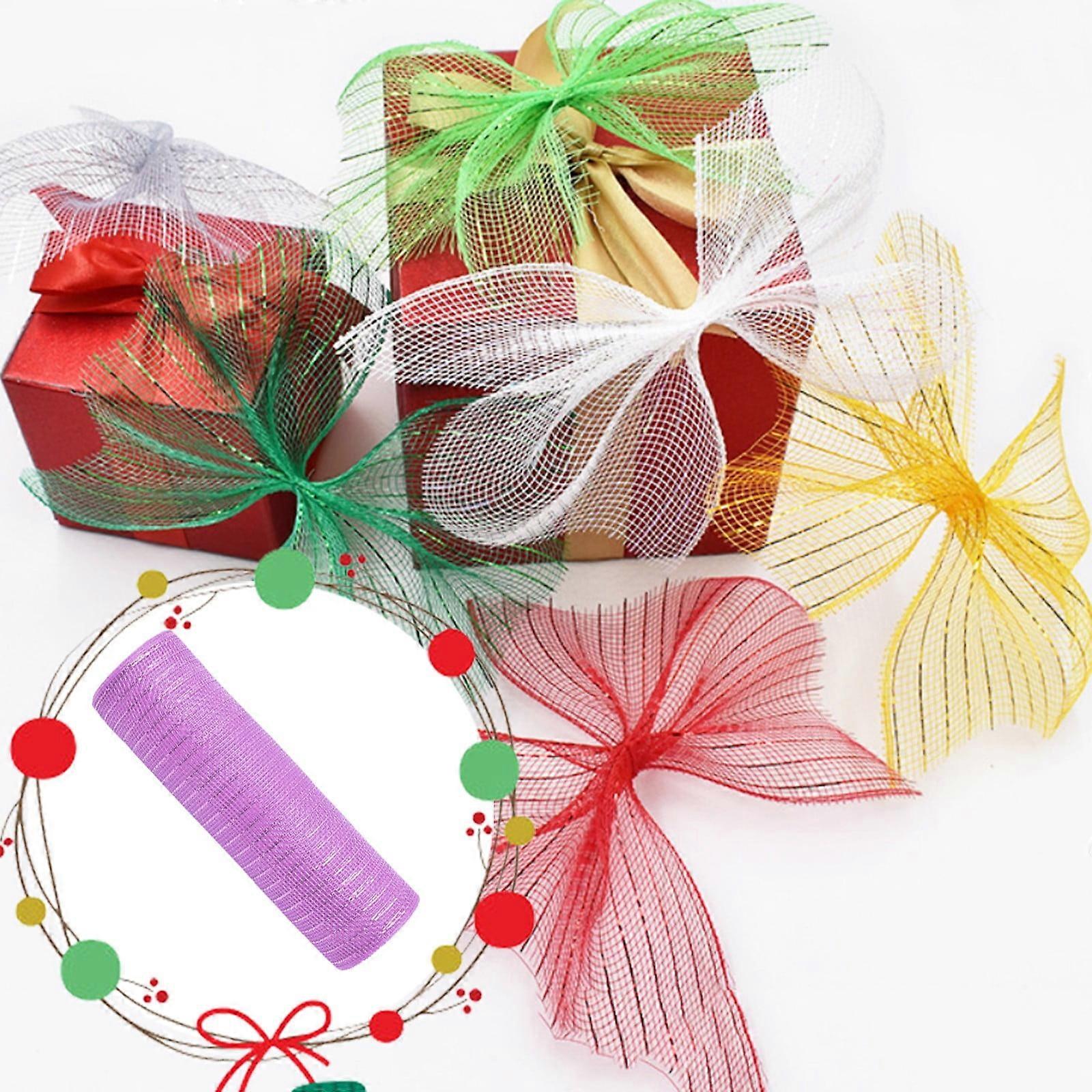 Poly Mesh Ribbon With Metallic Foil Each Roll For Wreaths Swags Bows Wrapping And Decorating