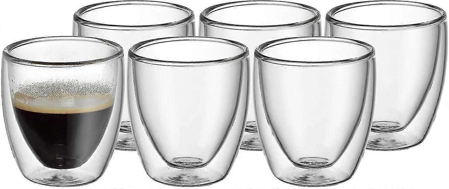 二重壁エスプレッソカップセット、80ml二重壁ガラス、フローティング効果、サーマルガラス、耐熱エスプレッソガラス