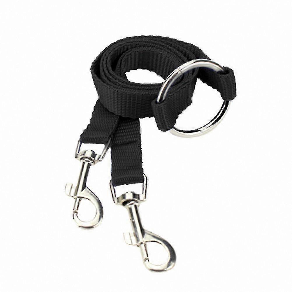 Nylon Double Leash for Walking and Controlling Two Small Pets, Adjustable Dog Traction Rope (Black)