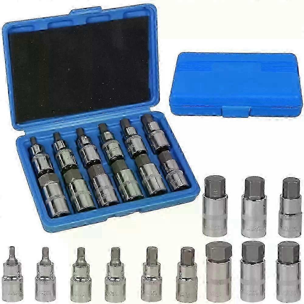 12x Hex Bit Socket Set Allen Key 1/2" H5-22 mm Metric for Torque Wrench Ratchet