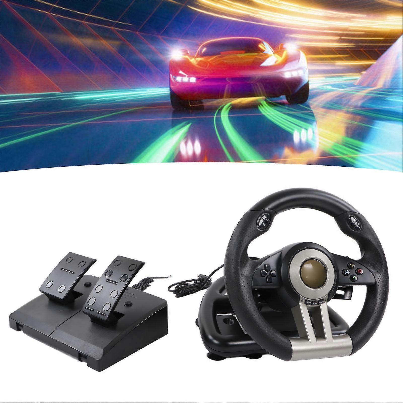 Gaming Racing Wheel 180 Degrees Rotation High Sensitivity Gaming Steering Wheel with Paddle for PC Black 