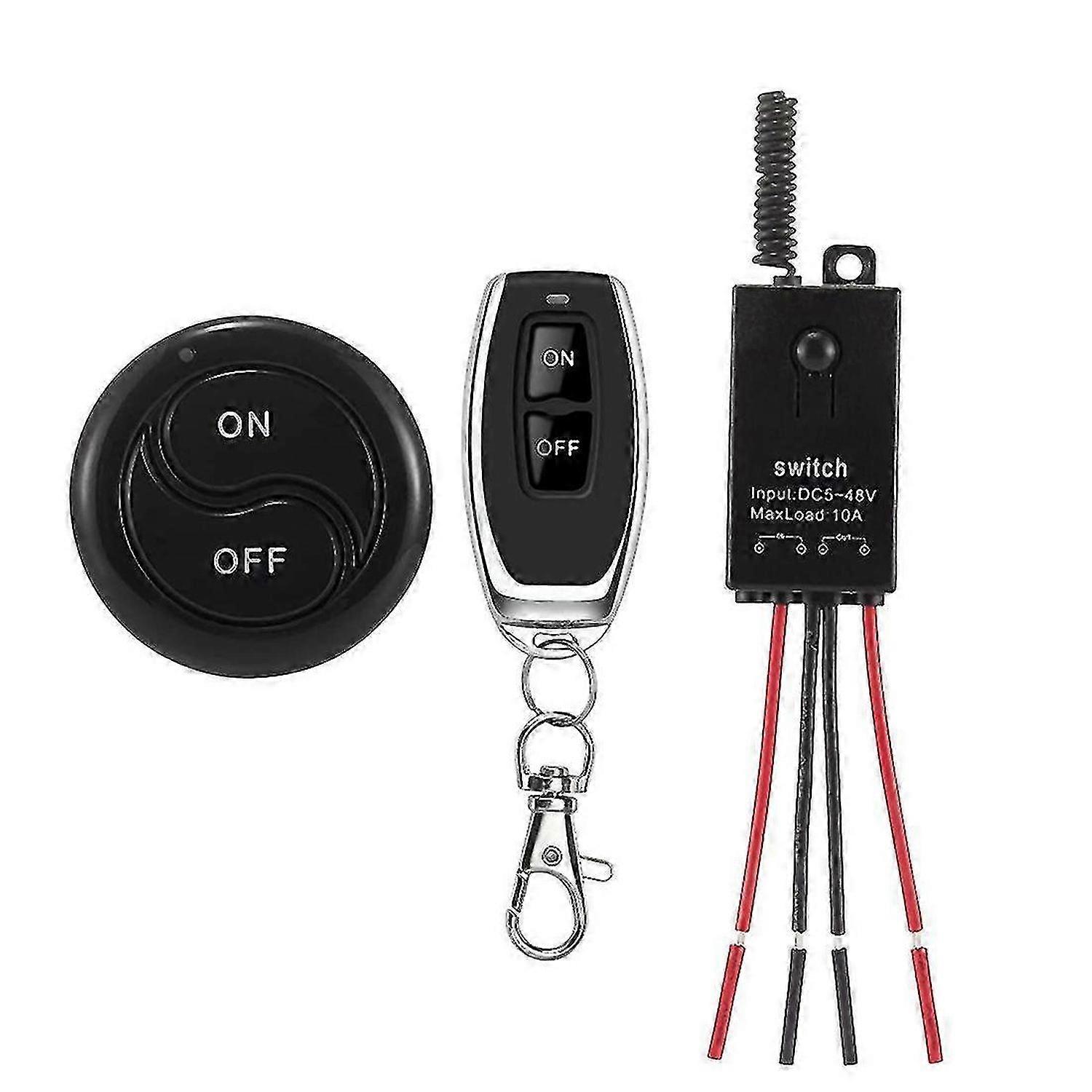 433MHz Wireless Remote Control Switch,DC12V/24V/48V/72V 40A Relay RF Switch with 328FT Long Range Remote Controller