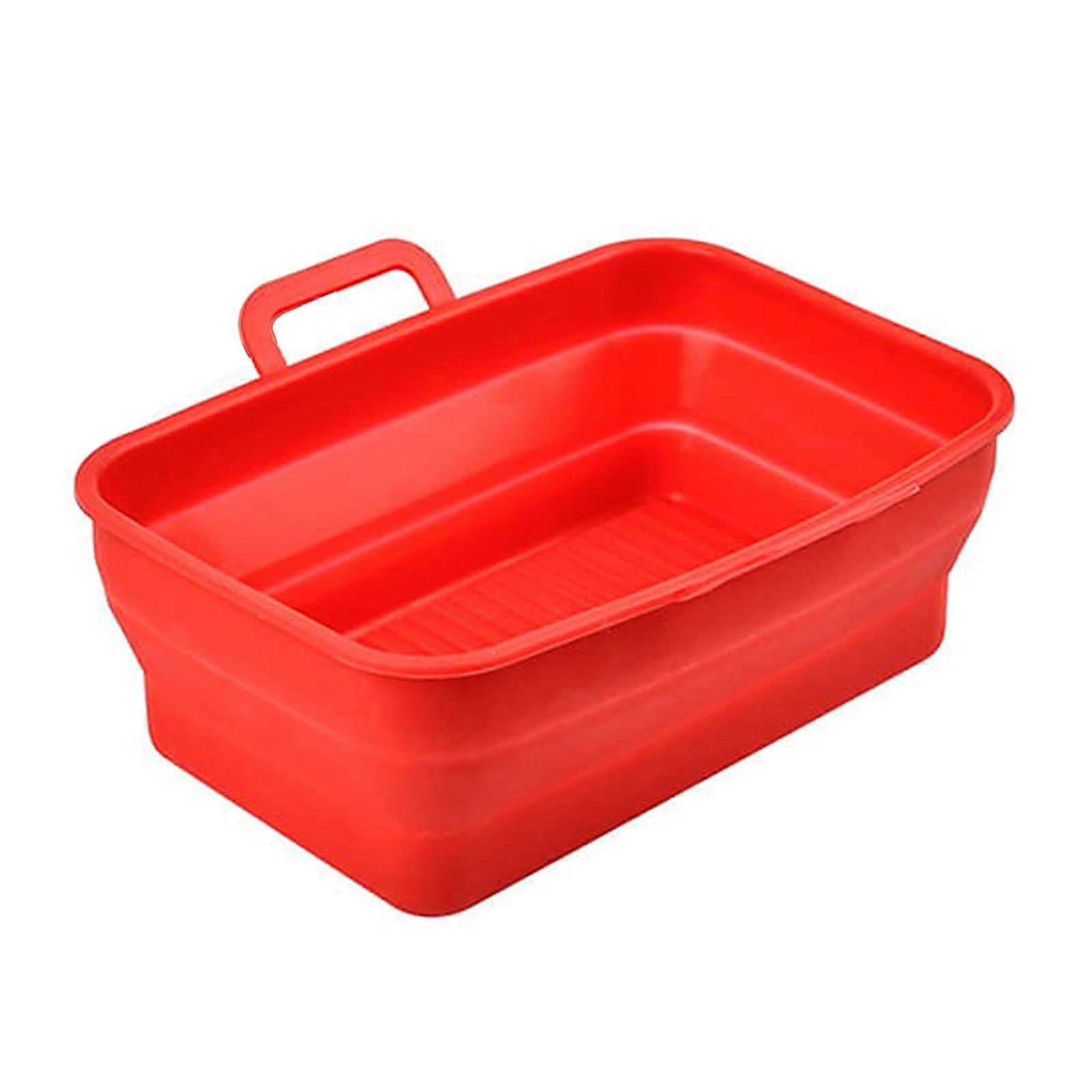 Silicone Air Fryer Baking Tray Red NonStick Easy Clean Reusable Air Fryer Accessory