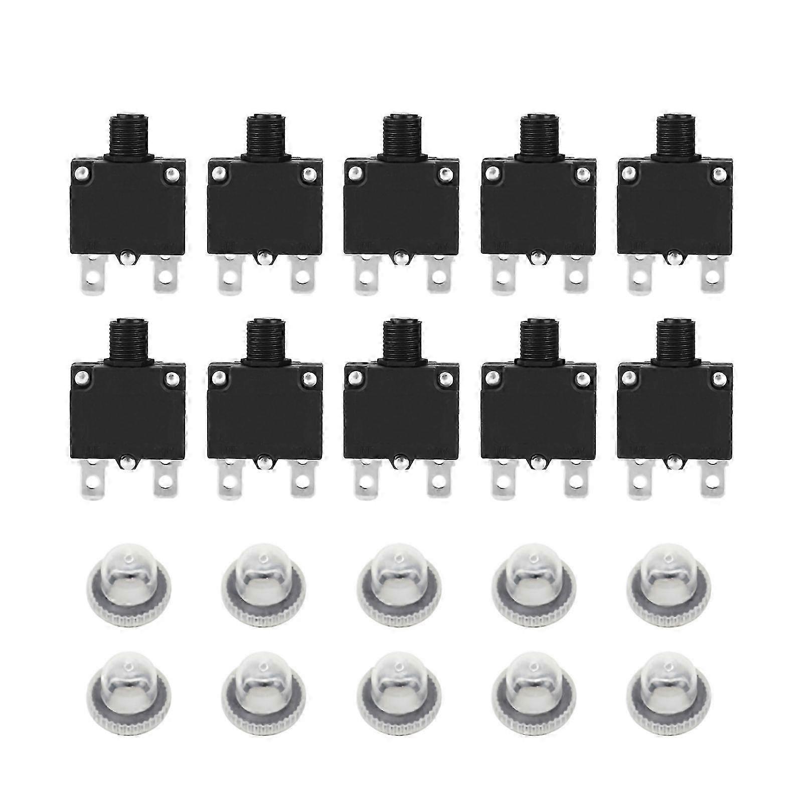 10 Pcs Current Overload Protector Circuit Breaker with Water Proof Cap 125/250Vac 32Vdc(10A)