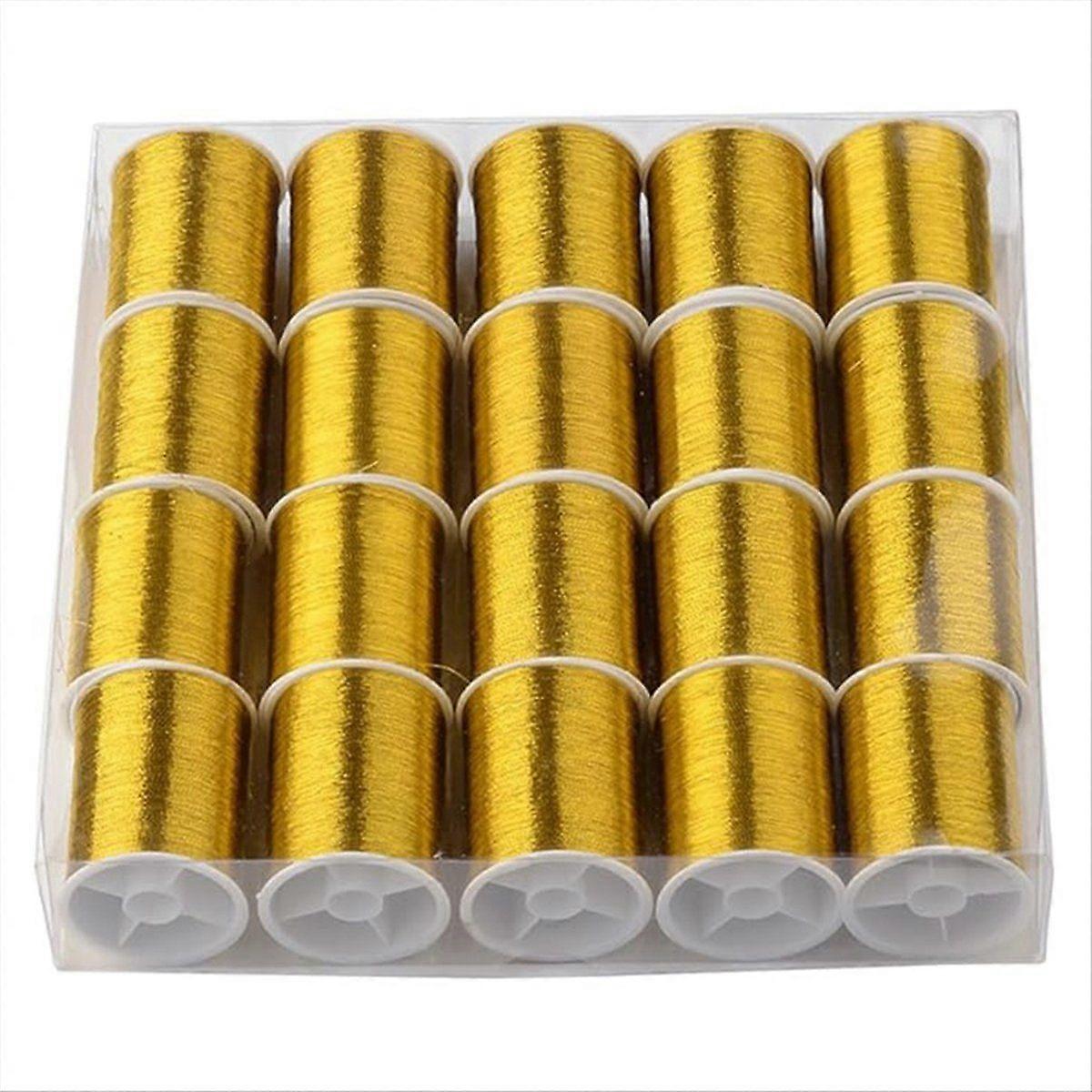 20 Rolls 1100M 0.1MM Thin Metallic Thread Shimmer Christmas Glitter Embroidery Floss String Polyest