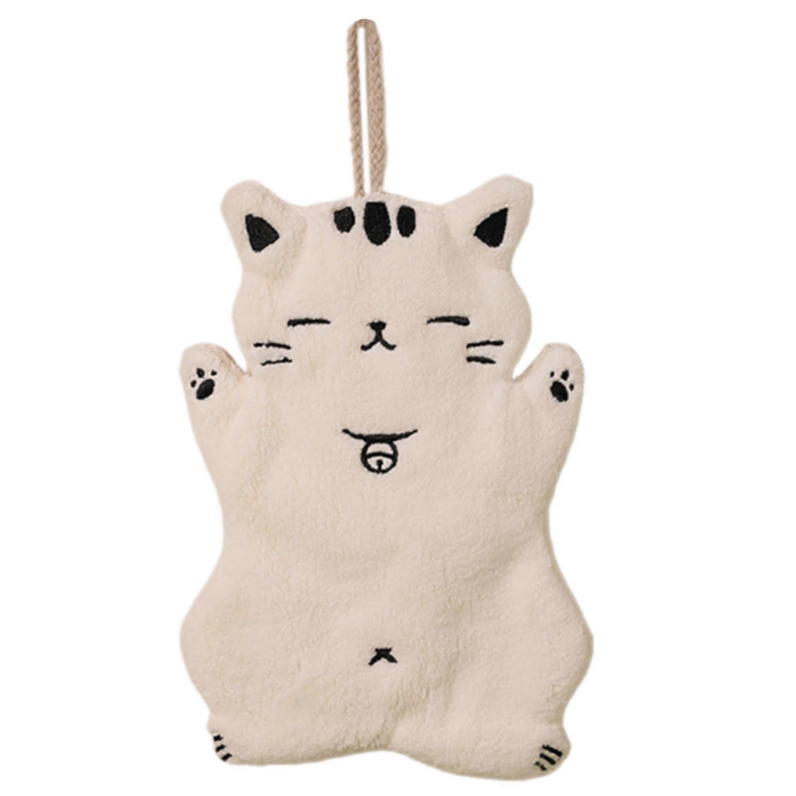 Super Absorbent Coral Fleece Cat Shaped Towel, Soft Comfortable Hand and Face Cloth for All Ages