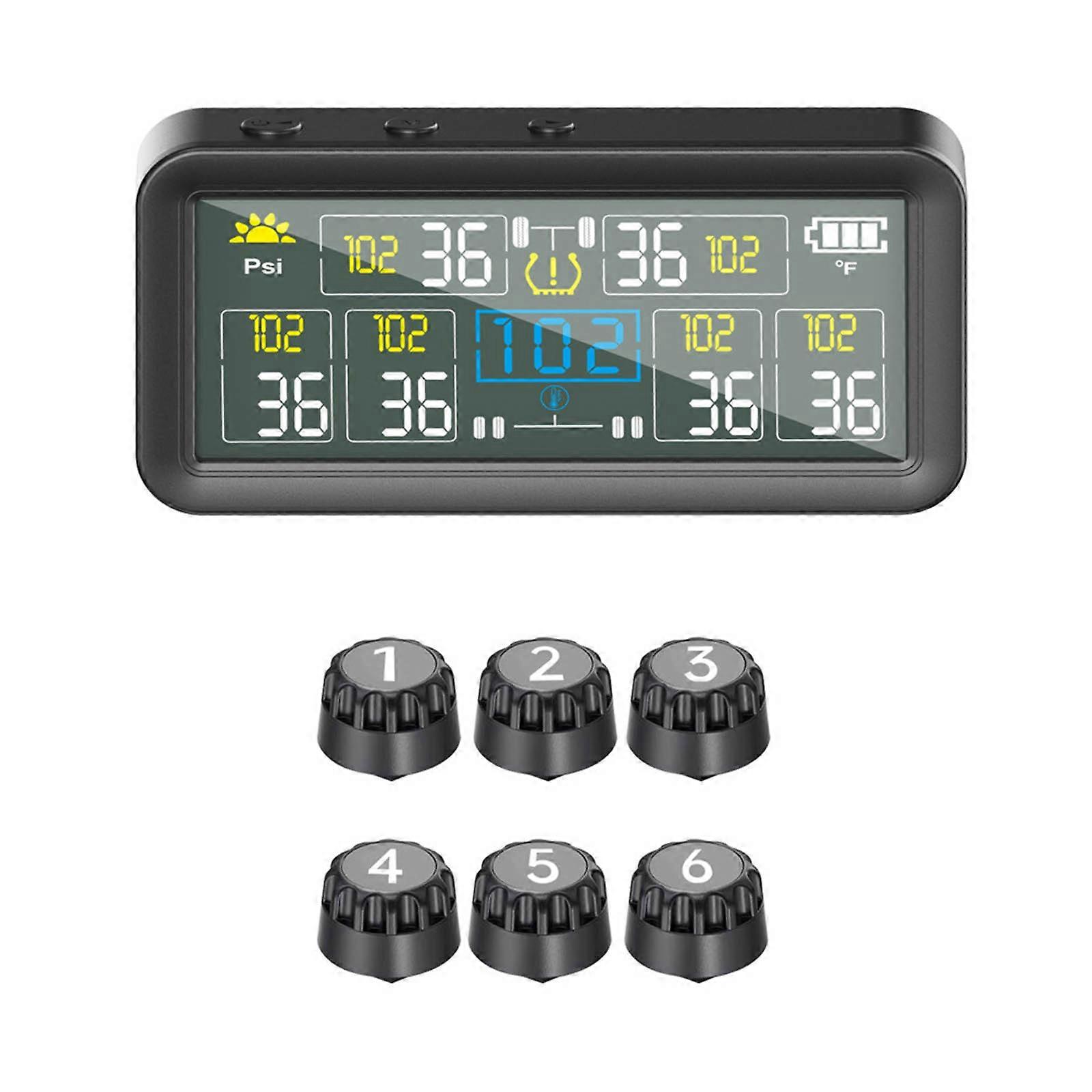 Wheel Tire Pressure Monitor Featuring Alerts Shockproof Design For Safety Multicolor