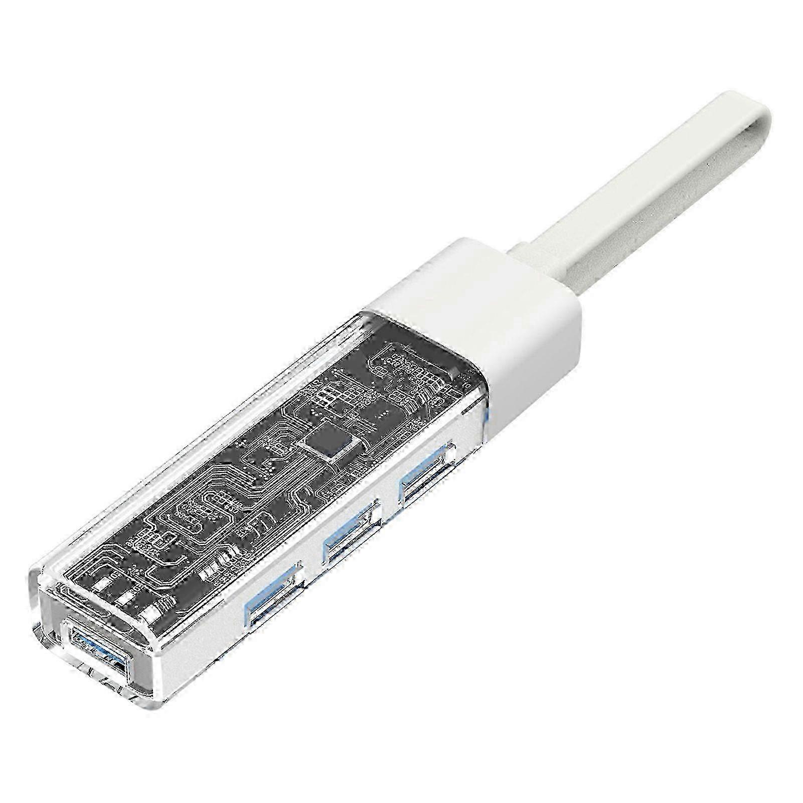 4-in-1 Hub Docking Station Transparent Shell Design 4 Ports Compact Size Dual-Head USB-C Extender Computer Accessories