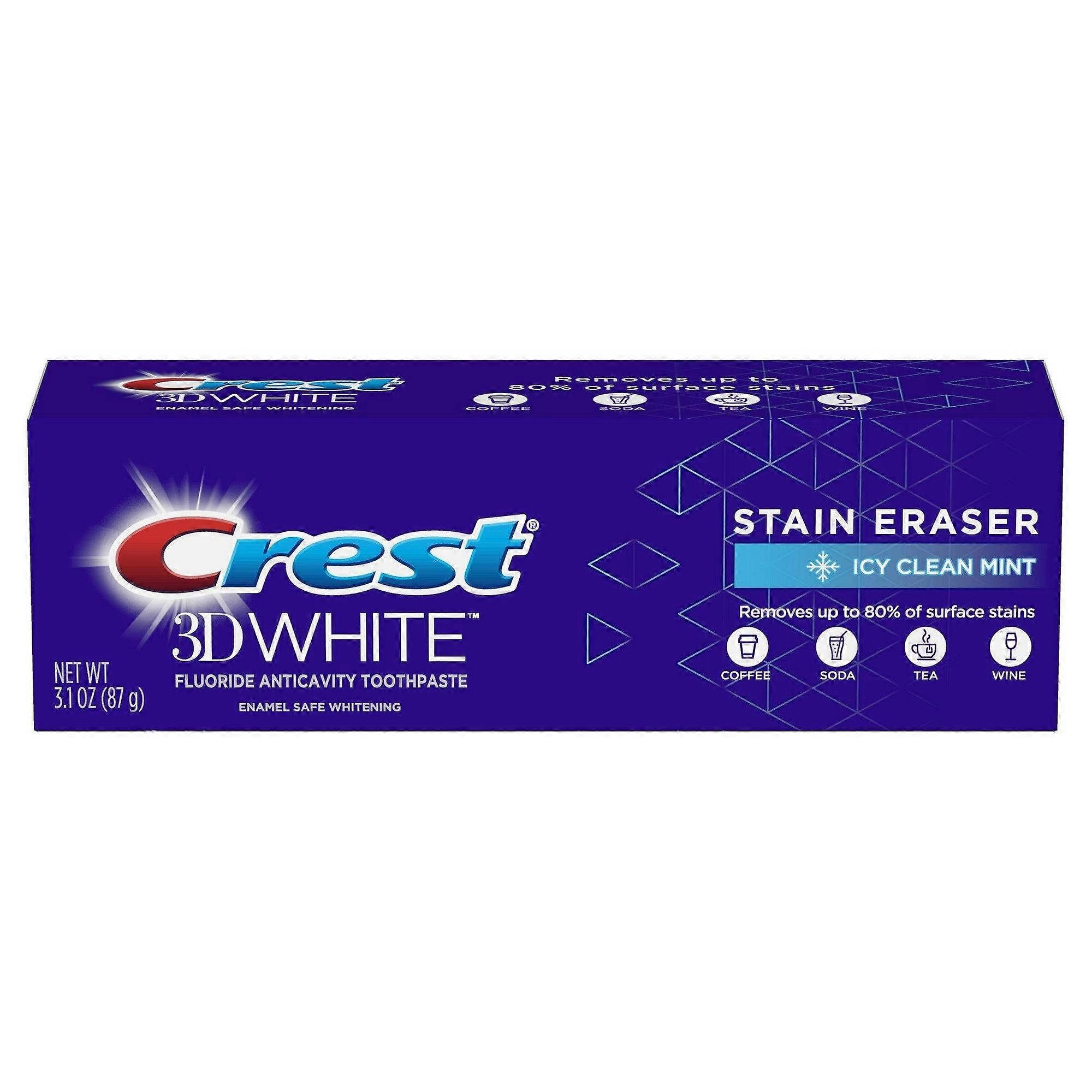 معجون أسنان مبيض لتبييض الأسنان من Crest 3D Stain Eraser ، نعناع نظيف جليدي ، 3.1 أونصة
