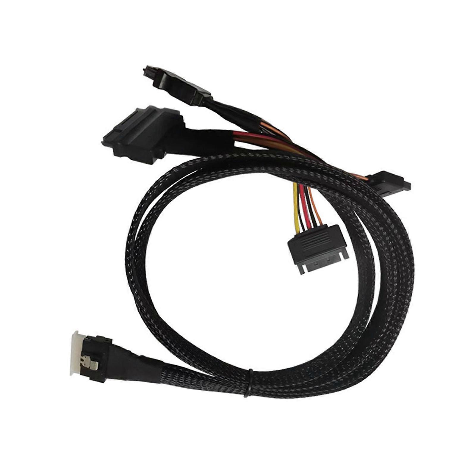 External Cable SFF8654(8i) to 2xSFF8639 NVME Cable 12/24Gbps Hard Disk Server Data Transmission Cable for PC Servers Multicolor