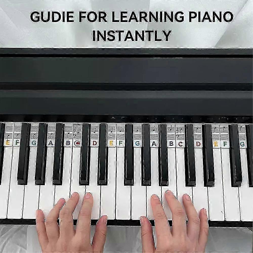 61/88 Keys Reusable Silicone Piano Keyboard Note Labels Piano Notes Guide Stickers