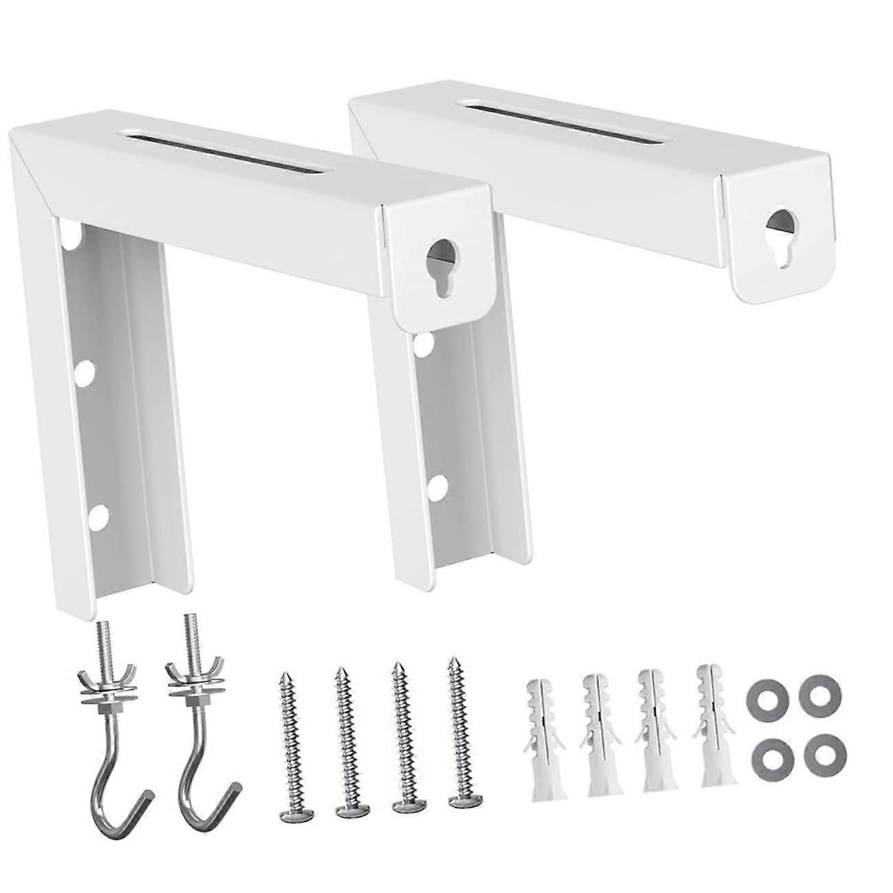 Projector Screen Wall and Ceiling Mount Bracket, Adjustable Heavy Duty White Steel with Hardware