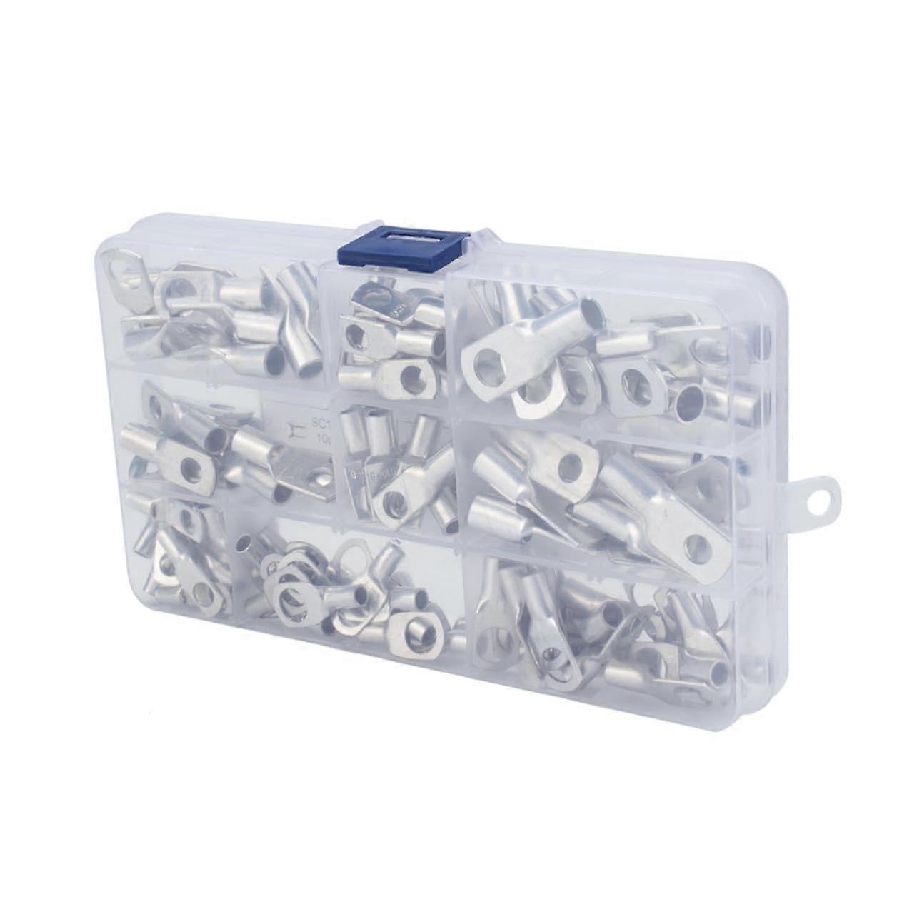 120pcs Tinned Copper Cable Lug Ring Terminals Kit with Flared Opening for Battery, Electrical Wiring and Solar Applications