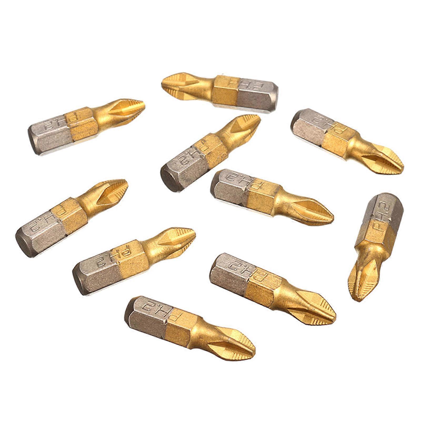 10Pcs PH2 Screwdriver Bit Set NonSlip Drill Bit PH2Cross Head Drill Bit 25mm Length 1/4inch Hexs Shank Rusts Resistance Multicolor