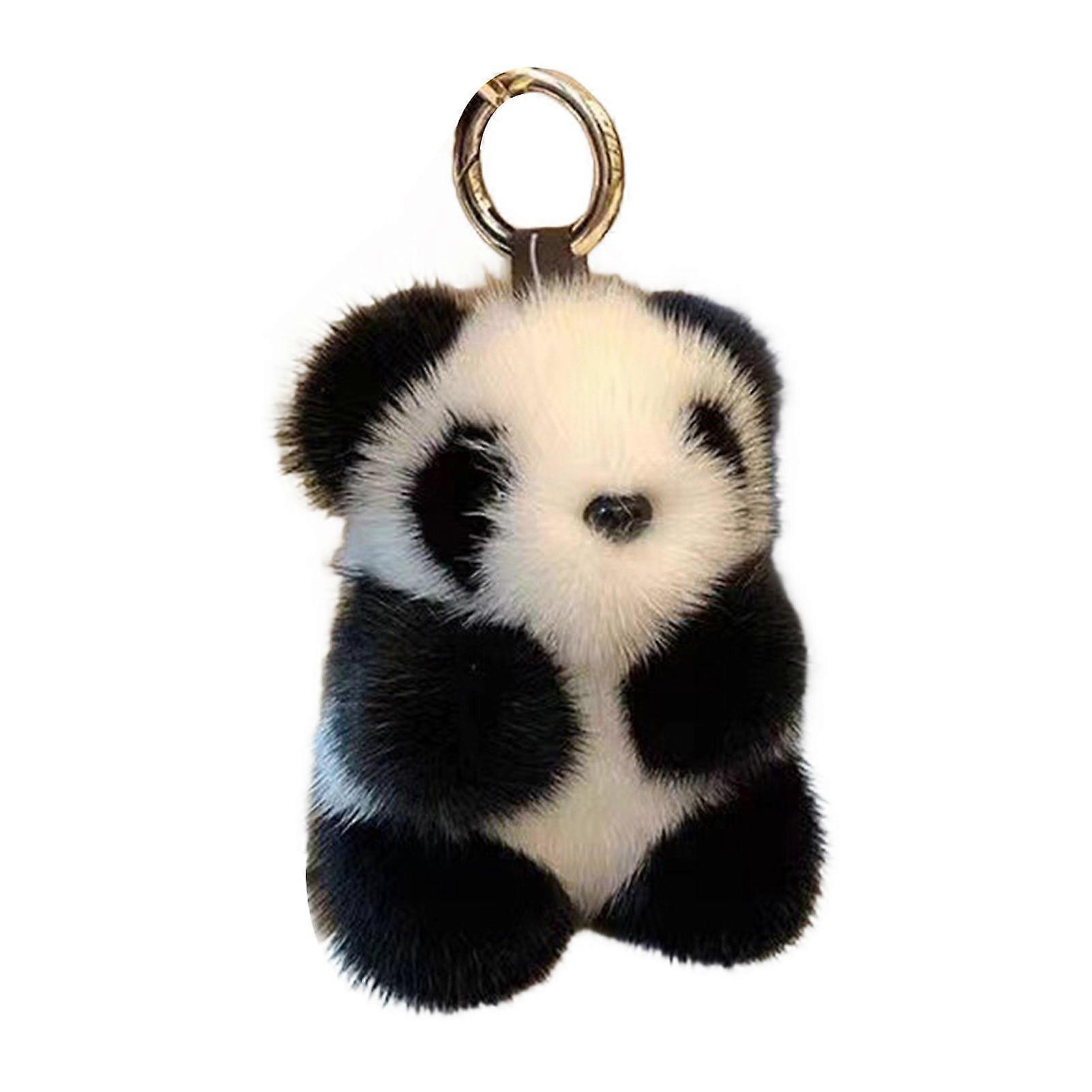 Jikaix 1/2Pcs Plush Panda Keychain Pendant Wallet Key Ring Car Key Holder Lightweight Soft Bag Pendant Panda Key Ring