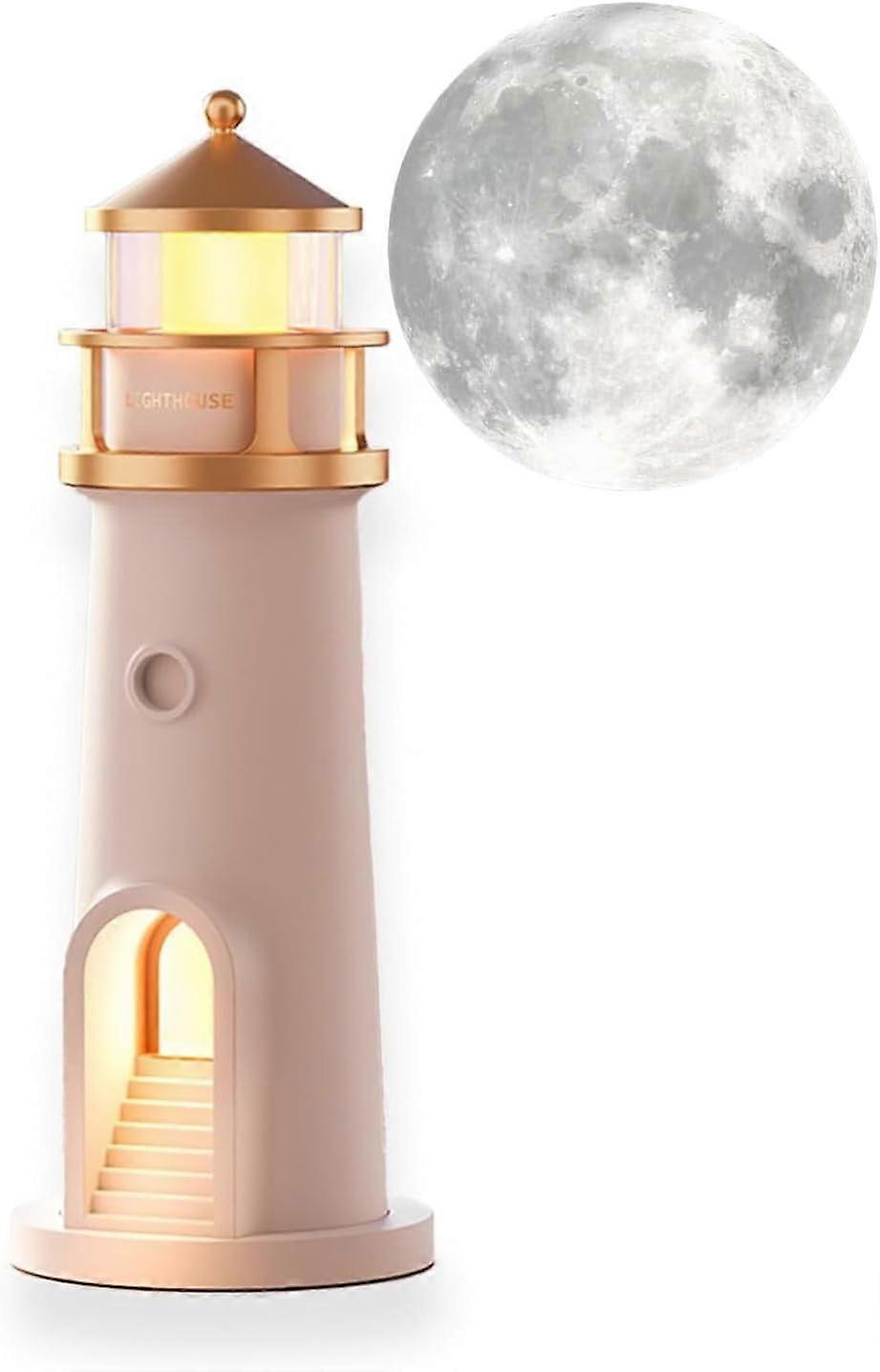 Moon Lamp Projector Night Light, Lighthouse Decor, Music & Motion Sensor, Rechargeable LED Aesthetic Table Lamp Xmas Gift (Bluetooth)