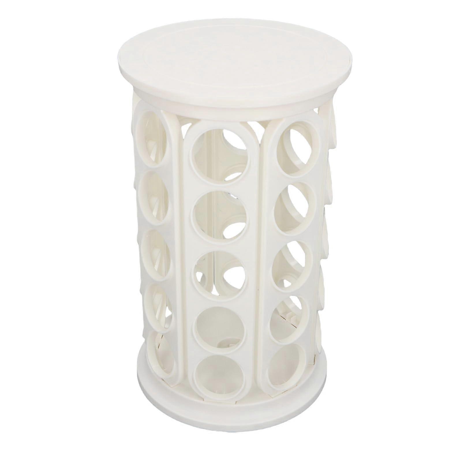 Coffee Pod Holder Rack 360° Rotating Stand for 40 Capsules Large Capacity Kitchen Countertop Storage (White)