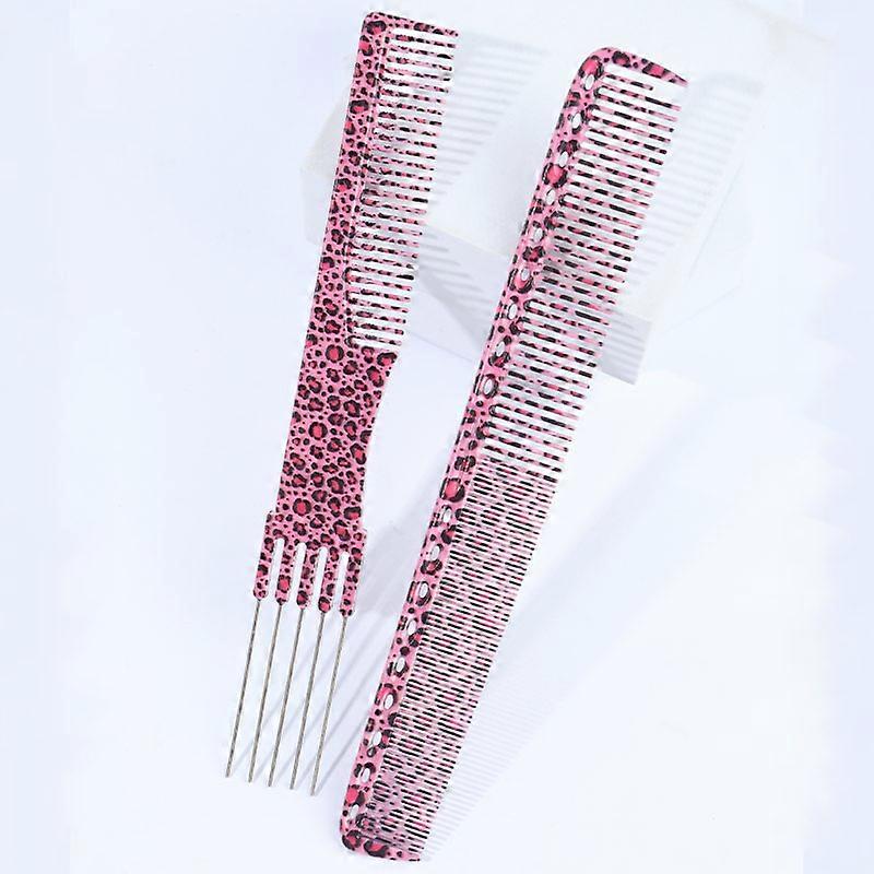 2 Pack Double-Sided Steel Pin Hair Comb - Anti-Free Smooth Brcomh for Daily Brcomhing  Styling, Leopard Print Design