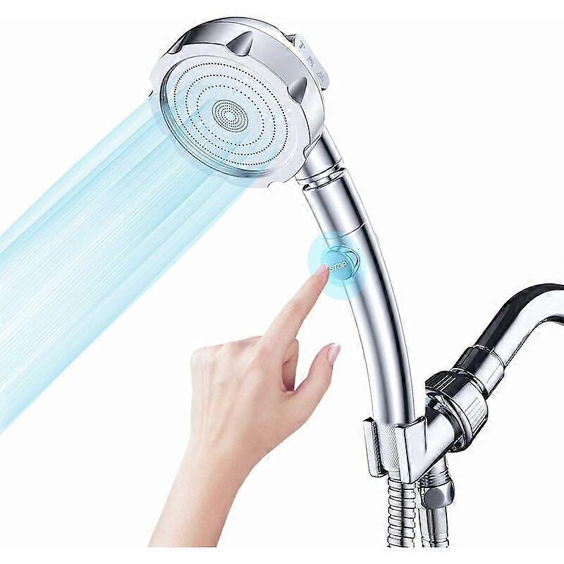 Shower Head, 3 Handheld Shower Modes with Shut Off Button 360 Rotation Shower Water Saving Shower Universal Type High Pressure