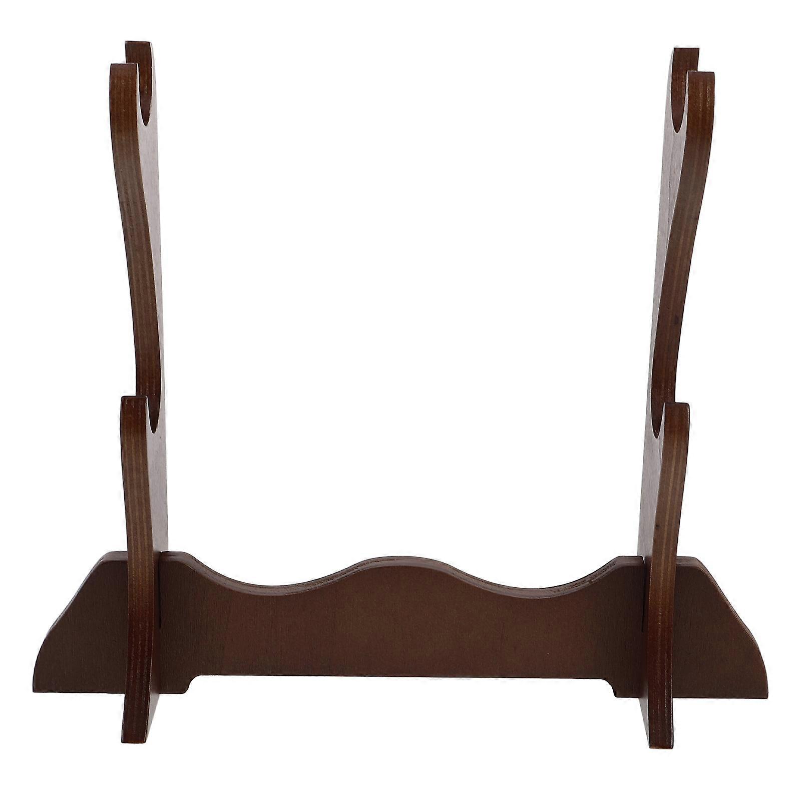 Wood Flute Display Rack Stand for Storage Multi-Layer Coffee Finish