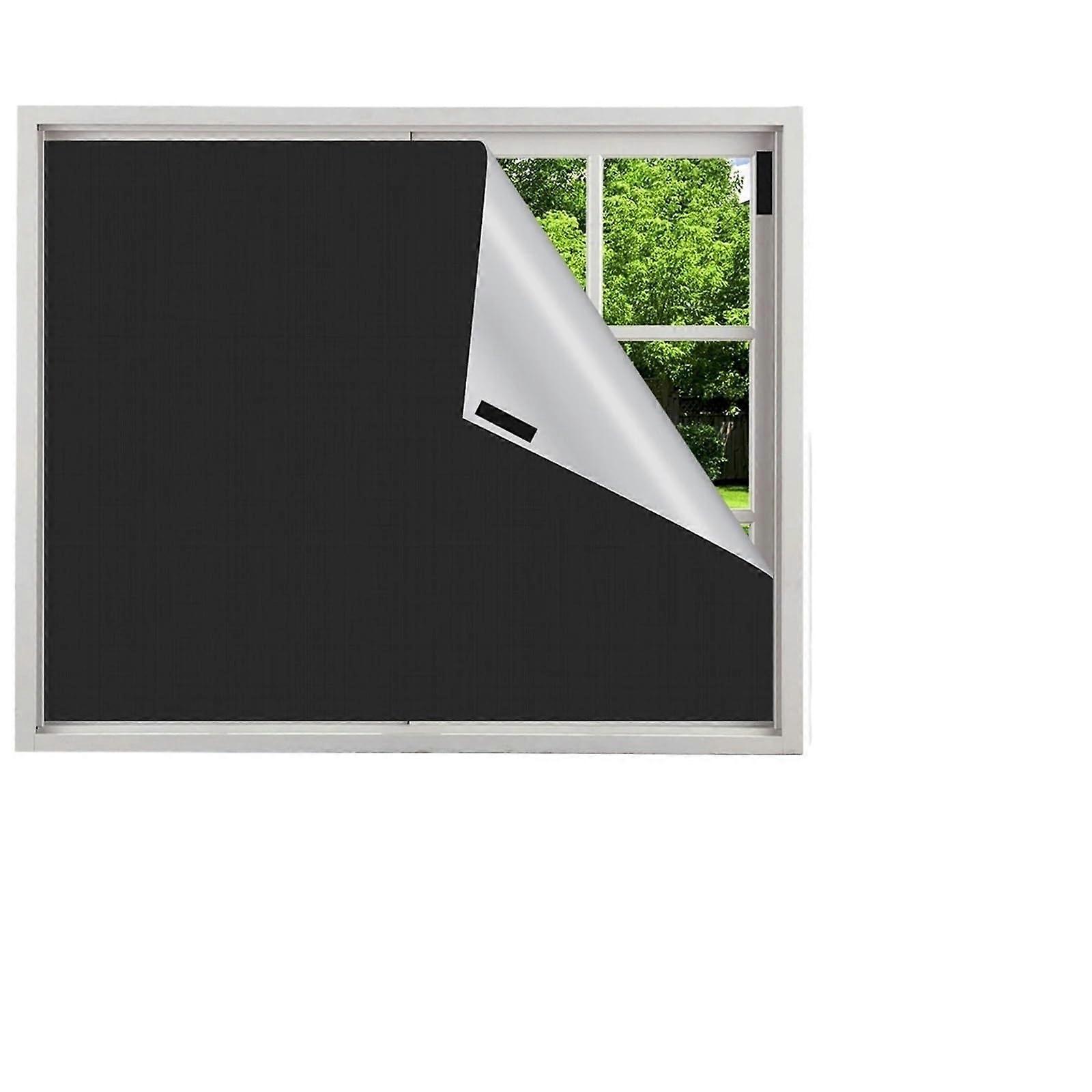 Blackout Curtains Easy StickOn Removable Thermal Insulated Window Shade for Travel 150x100cm Black