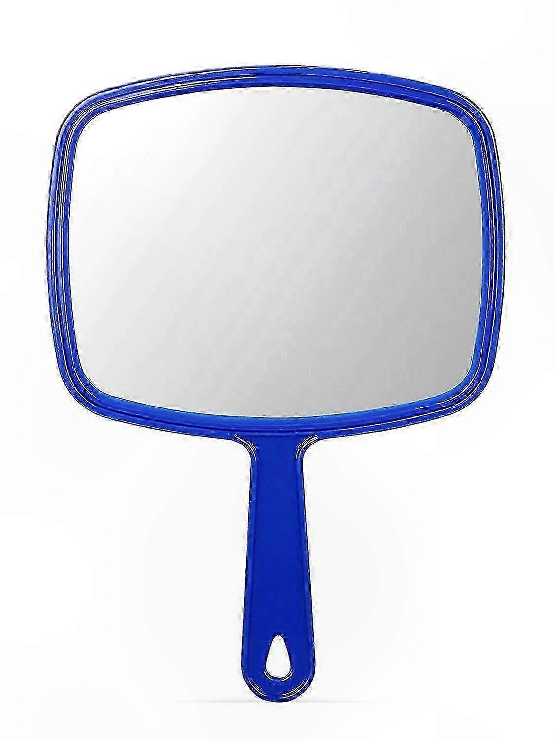 Comfortable Grip Large Blue Hand Mirror for Daily Use