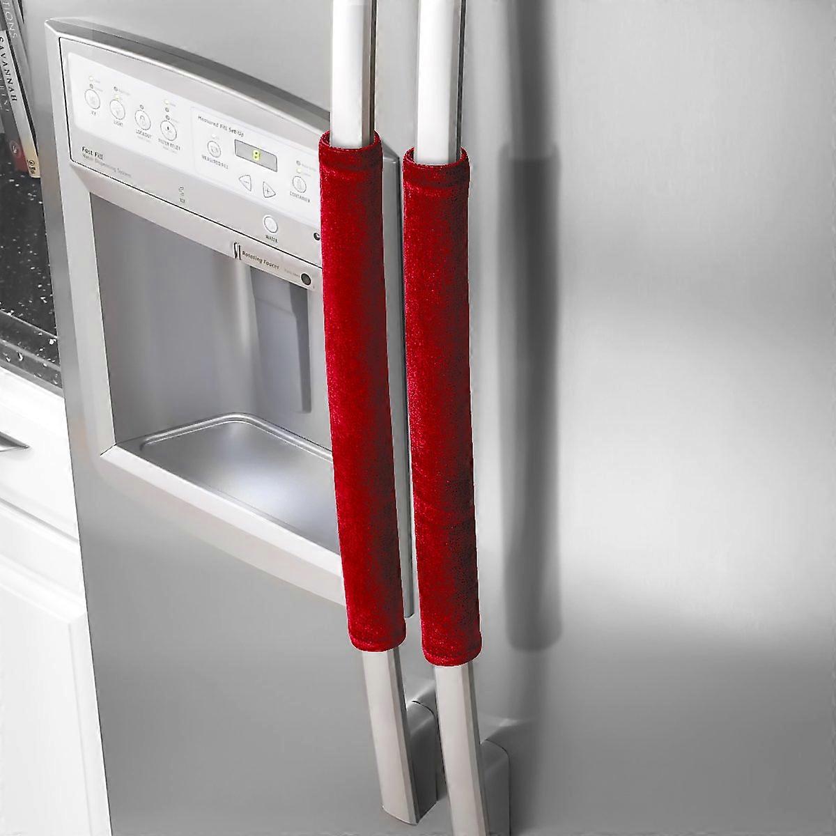 Refrigerator Handle Covers Red, Smudge Protection, Adjustable Velcro Fit, Machine Washable