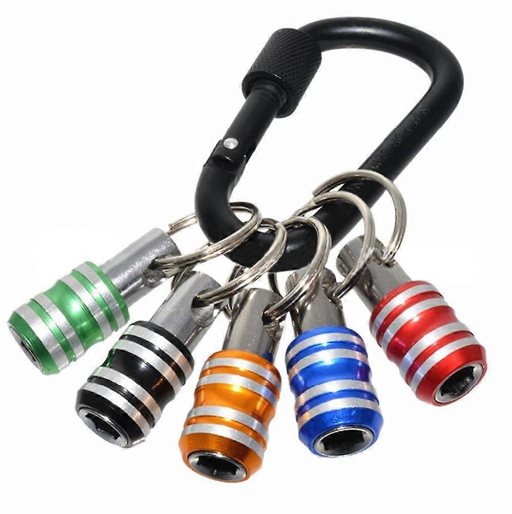 5PC 1/4 Inch Hex Shank Aluminum Alloy Screwdriver Bit Holder Drill Bit Extension Bar Quick Change Keychain