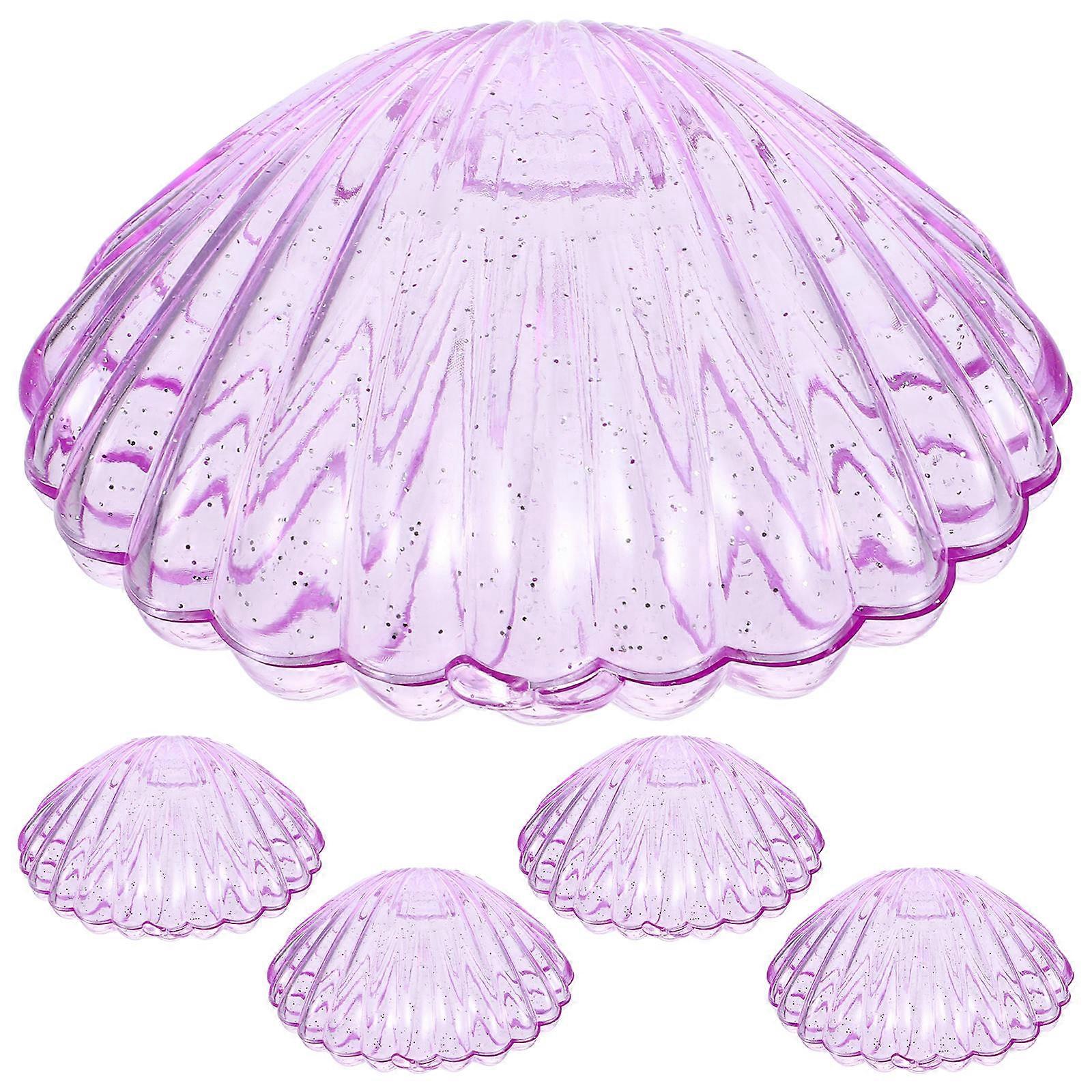 Violet Sea Shell Candy Box Candy Holder for Storage 5Pcs Plastic Box