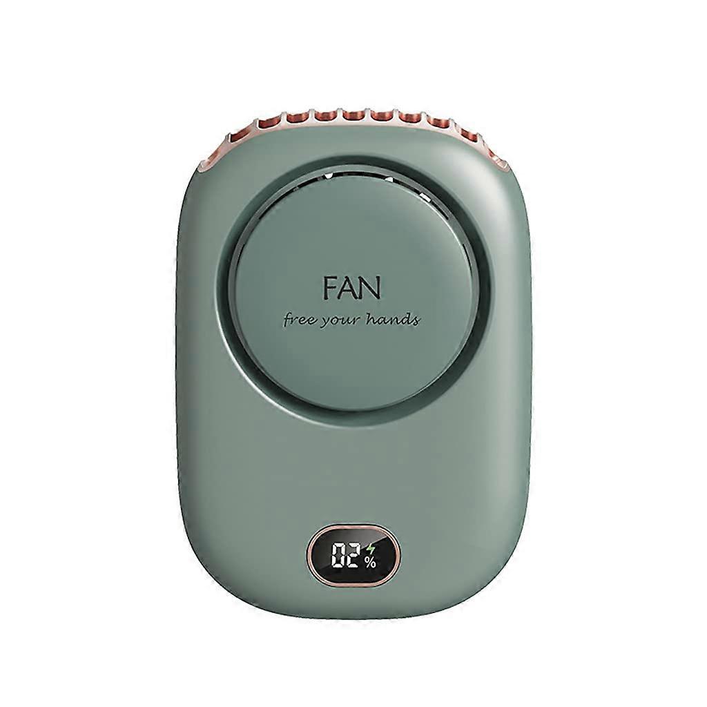 Bladeless Neck Fan Rechargeable Hands Cooling Quiet Wearable Foldable Design Green