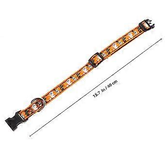 Orange Pet Collar Leash for Pet Use 2Pcs Adjustable Nylon Halloween Design