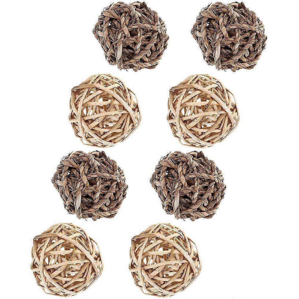 Small Animals Chew Straw Balls for Teeth Grinding 8Pcs Rabbit Toy