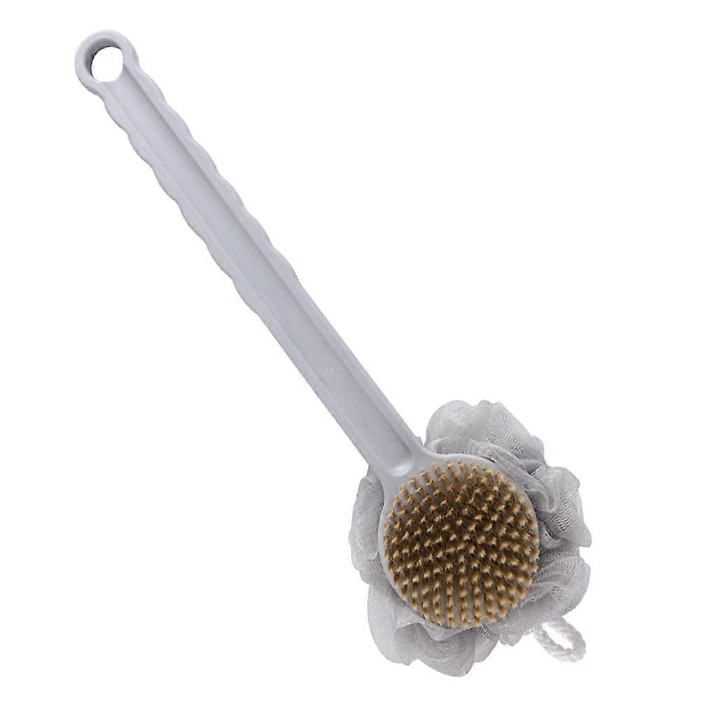 Long Handle Double Sided Bath Brush for Gentle Exfoliation Grey Shower Back Scrubber