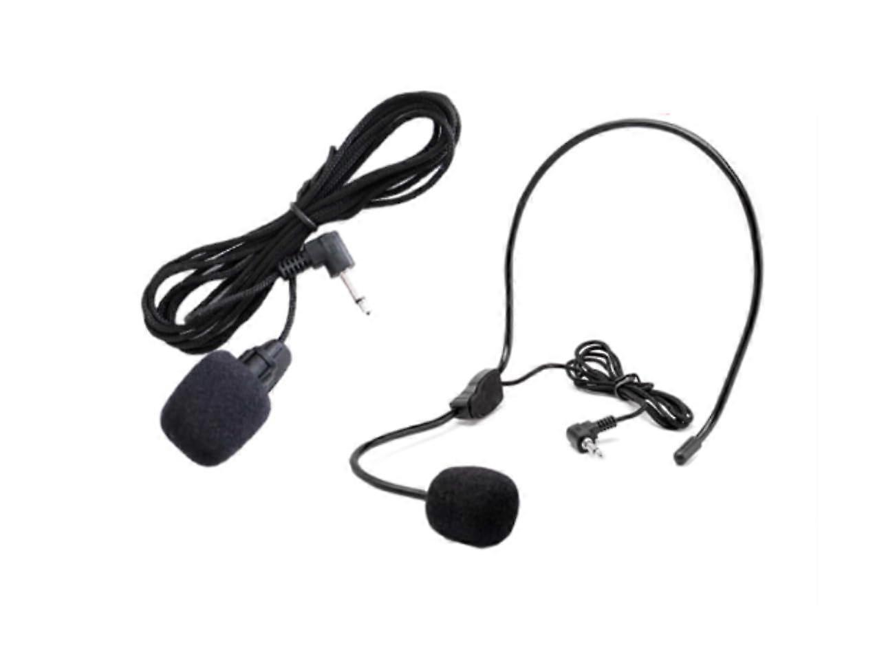 Voice Amplifier Microphone Headset for Teachers, Wired Lavalier and HeadMounted, Clear Projection, 2PC