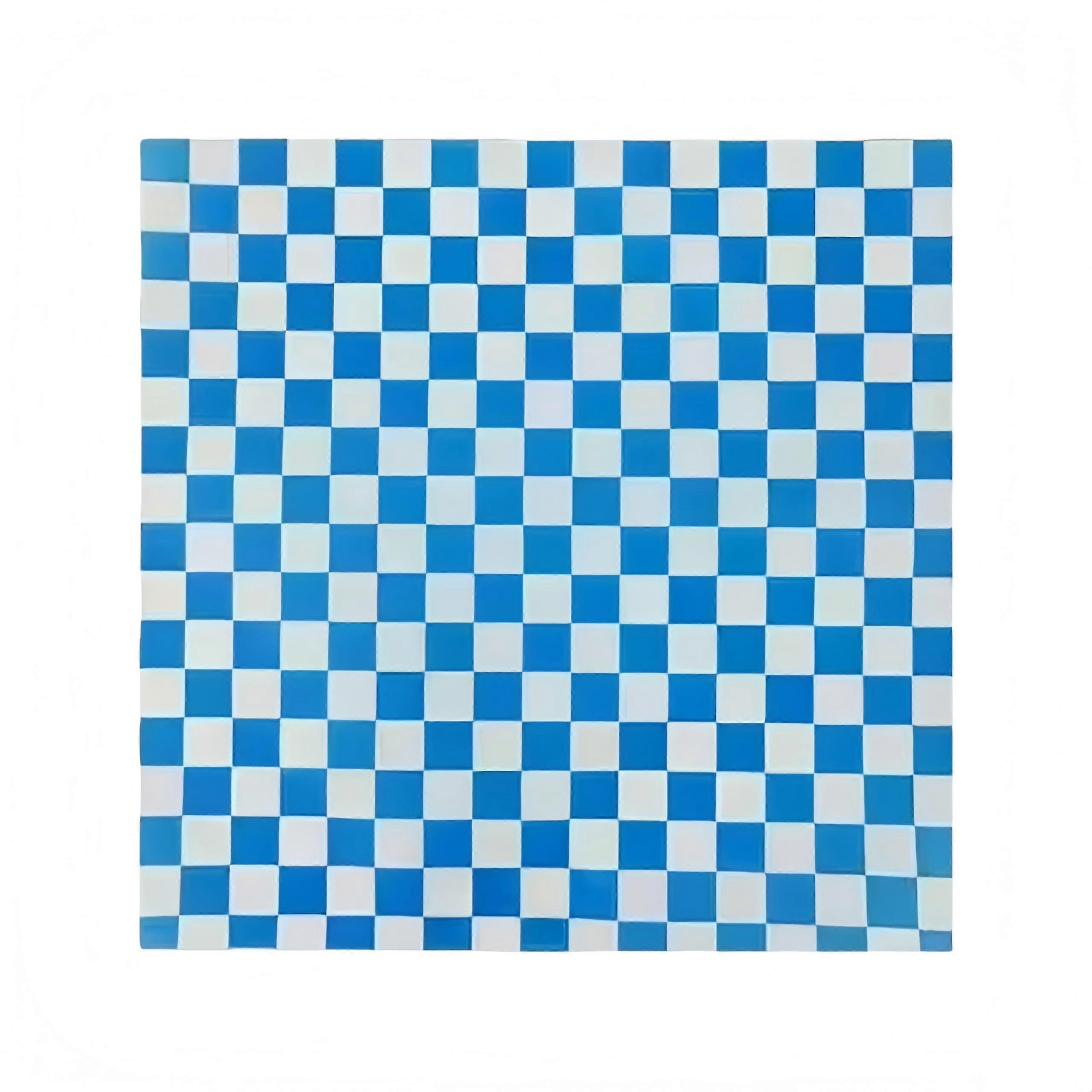 Parchment Paper with Oil Resistant Coating for Burger and Cake Wrapping, Blue Checkered Pattern