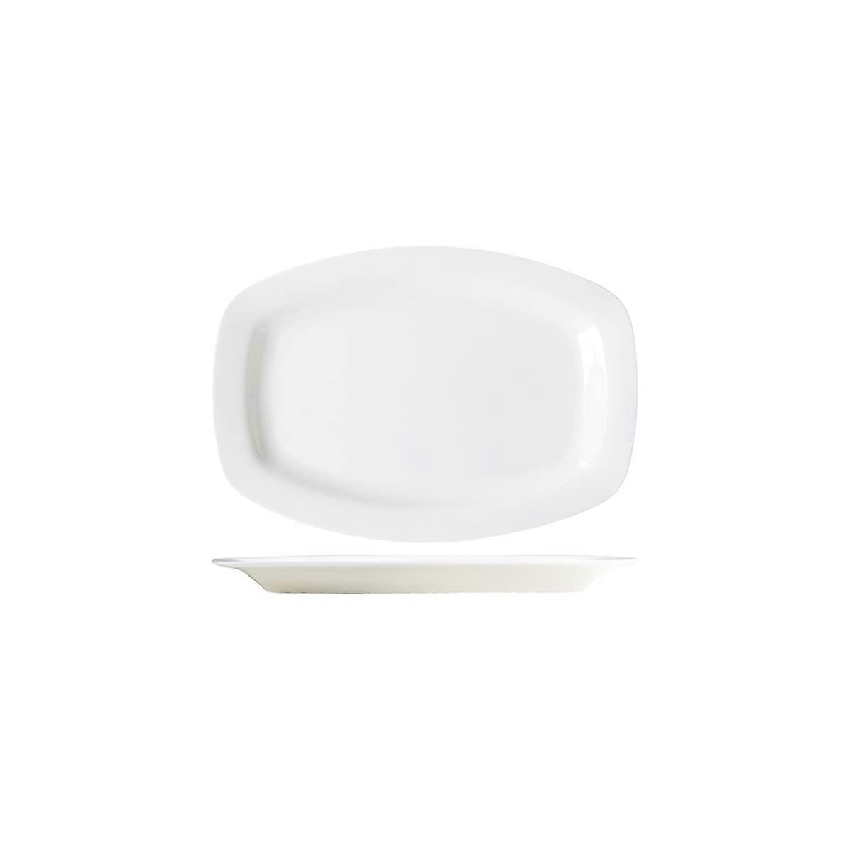 Porcelain Serving Platters 12 Inch White Rectangular Dinner Plates Chip Resistant Large Food Capacity