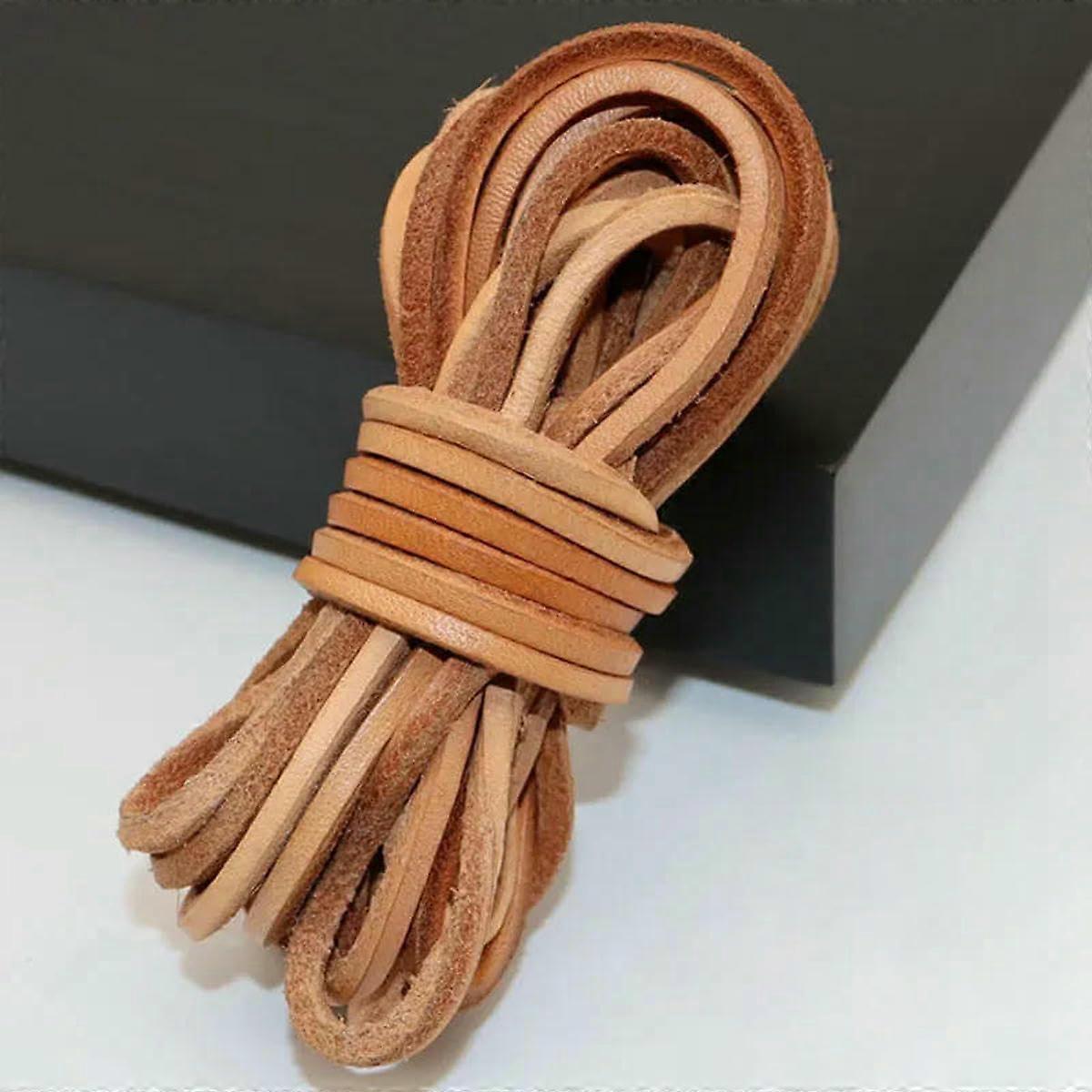 Solid Color Round Flat Leather Cord with Durable Waxed Thread for DIY Jewelry and Crafting