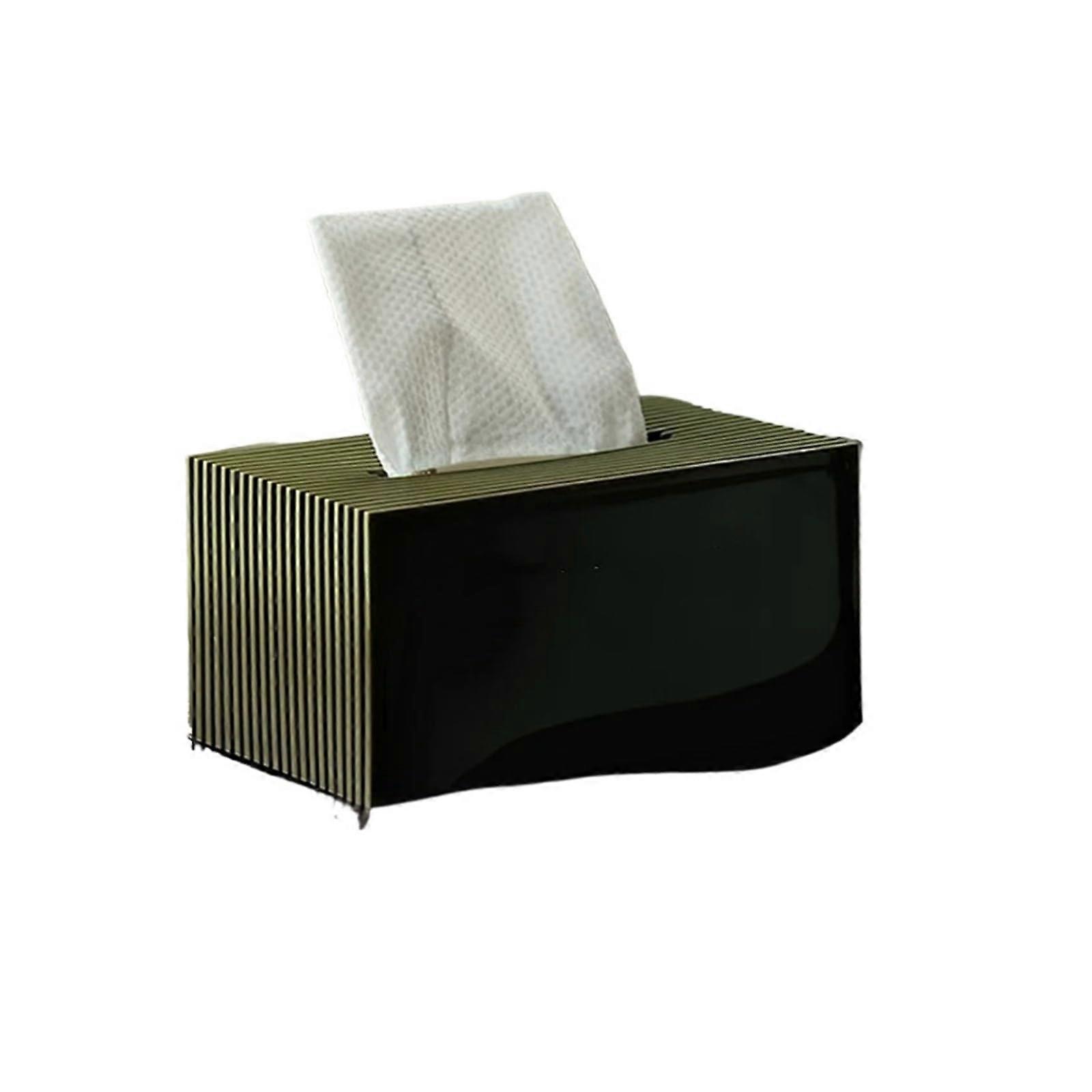 Tissue Box with Light LED Decorative Holder for Home Table Creative Desktop Storage Green