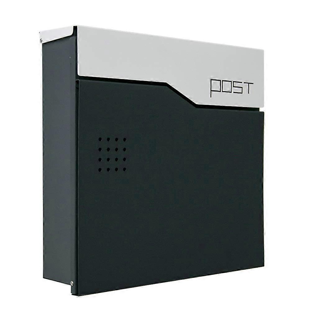 Wall Mounted Lockable Mailbox Weatherproof Galvanized Steel Post Box Matte Black Anthracite