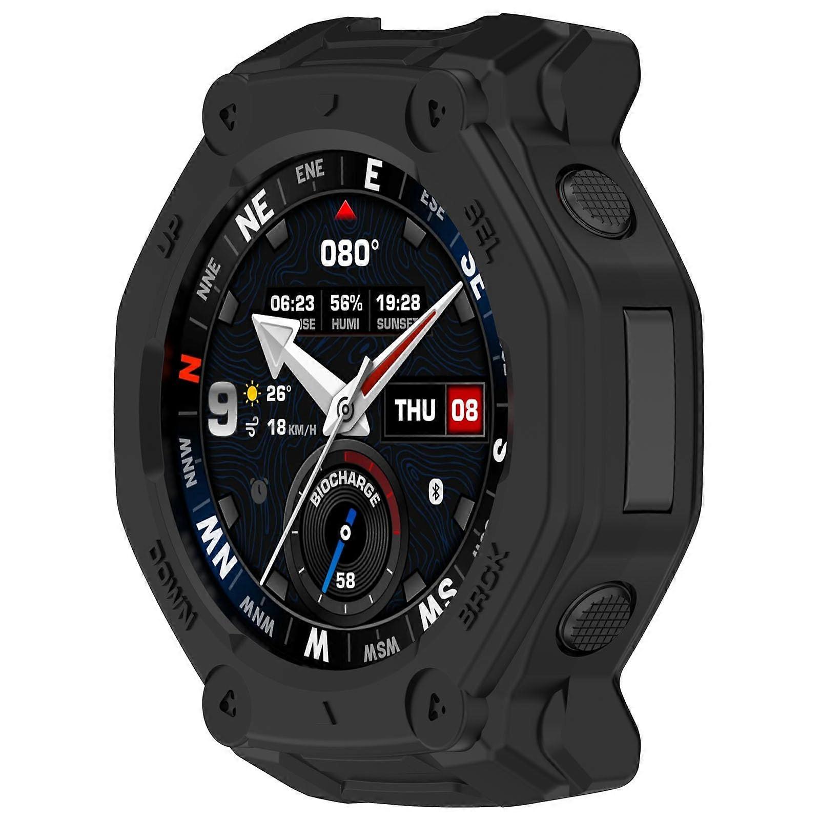 48MM Shockproof ScratchResistant TPU Watch Case Bezel Protector Black for Amazfit TRex 3 Pro