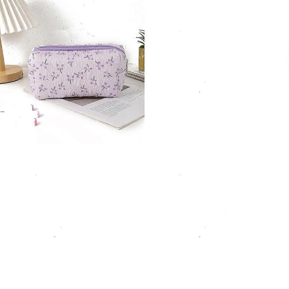 1pc Polyester Wallet Makeup bag with Zipper Rectangle Flower Lilac 200x85x110mm