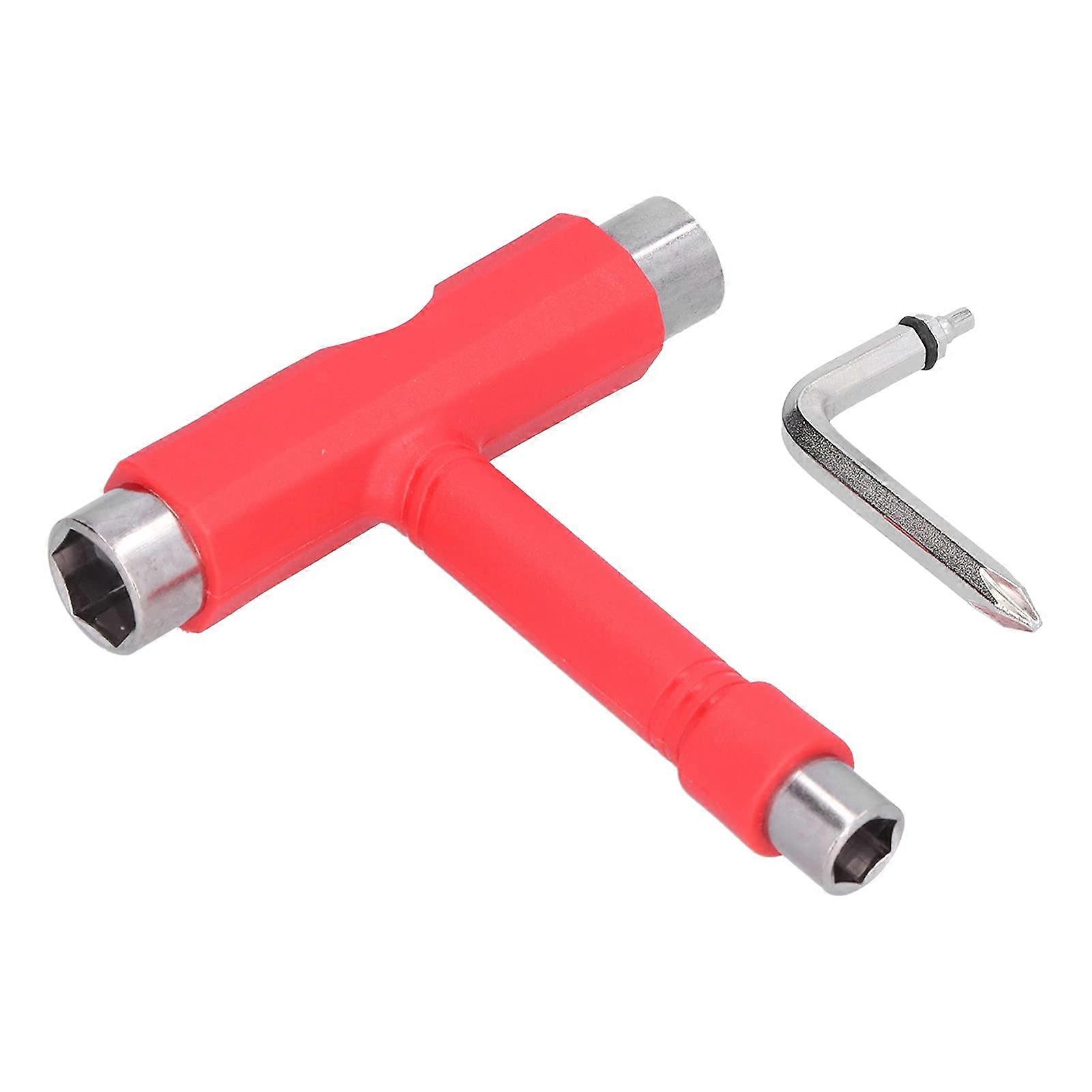 Red MultiFunction Skateboard T Tool Kit with Hex Wrench for Quick Assembly