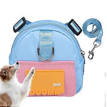 Arnés tipo mochila para perro con correas ajustables, gran capacidad de almacenamiento y dispensador de bolsas para excrementos.